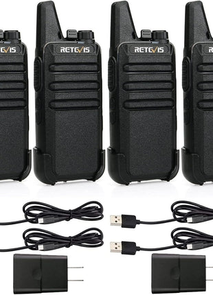 Retevis RT22 Two Way Radio Long Range Rechargeable,Portable 2 Way Radio, USB-C Charging, Handsfree Walkie Talkies for Adults Cruise Hiking Camping(4 Pack)
