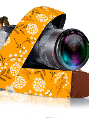 Camera Strap - Shoulder, Crossbody & Neck Camera Strap for Photographers, Fits All Cameras, Canon Nikon Sony Fujifilm, Padded Strap W/ Quick Release, Embroidered Cotton & Leather Ends, Blue
