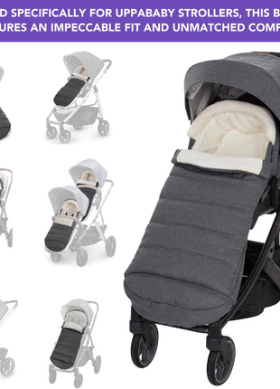 Bunting Bag for UPPAbaby Vista, V2, V3, Cruz, V2, V3 RumbleSeat, V2, V3 Ridge, Minu Strollers, Warm and Ultra-Plush Waterproof Stroller Footmuff, Extendable Winter Stroller Cover, Sleeping Bag