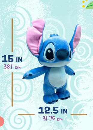 Disney Baby Lilo & Stitch Soft Huggable Stuffed Animal Cute Plush Toy for Toddler Boys and Girls, Gift for Kids, Blue Stitch 15 Inches