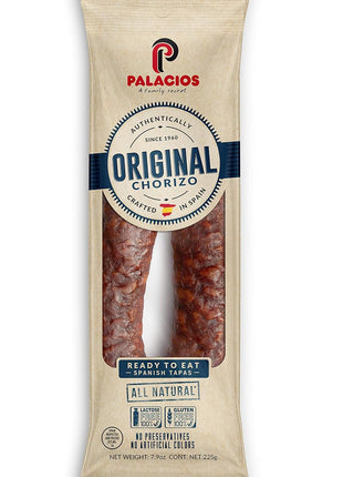 Chorizo Autentico Mild by Palacios. Imported from Spain. 7.9 Ounce