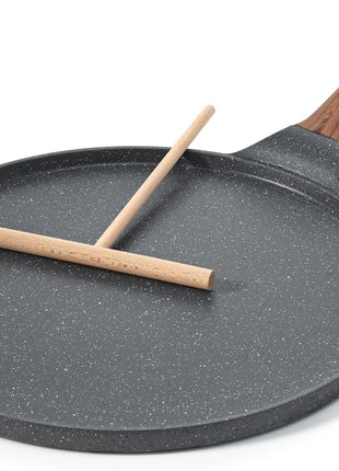SENSARTE Nonstick Crepe Pan, Swiss Granite Coating Dosa Pan Pancake Flat Skillet Tawa Griddle 10-Inch with Stay-Cool Handle, Induction Compatible