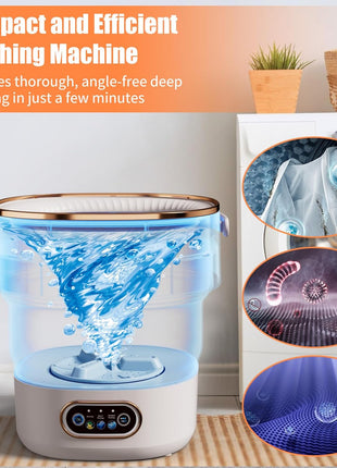 Portable Washing Machine,16L Foldable Mini Washer Machine with Spin Basket Laundry,Collapsible Small Underwear Washer Machine with 3 Cleaning Modes for Apartment Home Hotel Camping (Khaki)