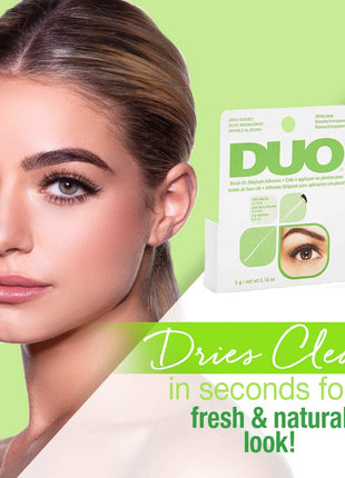 DUO Brush-On Clear Lash Glue –Waterproof Strip Lash Adhesive with Vitamins A, C & E, Long Lasting Eyelash Glue, 0.18 oz, 1 Pack