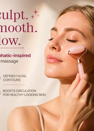 Rose Quartz Face Roller - Depuffs & Smoothes Fine Lines and Wrinkles