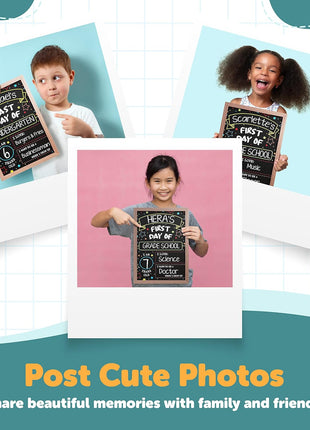 First Day Last Day of School Chalkboard Double Sided Sign with Frame - 14 inch x 10 inch