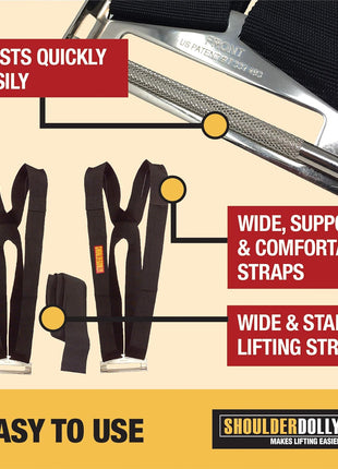 Shoulder Dolly Moving Straps - Lifting Strap for 2 Movers - Move, Lift, Carry, And Secure Furniture, Appliances, Heavy, Bulky Objects Safely, Efficiently, More Easily Like The Pros - LD1000