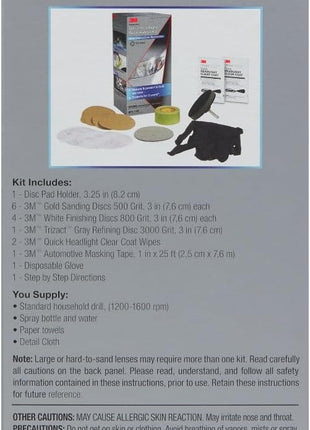 3M Ultra Headlight Restoration Kit, Contains Masking Tape, Light Sanding Discs, Wax Protectant and More, Use on Plastic Lenses Headlights, Taillights and More, Easy Heavy-Duty Restoration (39195)