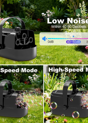 Durable Bubble Machine for Party: 3 Power Modes for Non-Stop Fun - 18000+ Bubbles Per Minute High Output 30 Mins Bubbles per Refill - Kids Safe Auto-Stop for Outdoor Backyard Birthday