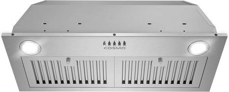 30 in. Lumin Collection 380 CFM Ducted Insert Range Hood, LED, Stainless | Cosmo COS-30IRHP Push Button Controls, 3 Fan Speeds, Permanent Dishwasher-Safe Baffle Filters, Backdraft Damper
