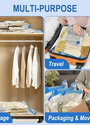 Fygrip Vacuum Storage Bags with Hand Pump, Plastic Packaging Bags, 80% Space Saver Vacuum Seal Bags for Clothing, Travel Lugggage, Blankets, Comforters, 16 Combo