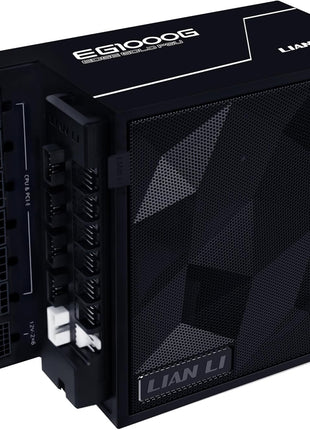 Lian Li EDGE1000W Fully Modular Low-Noise ATX Power Supply - ATX 3.1 & PCIE 5.1 Compliant - Cybenetics Gold Efficiency - 12V-2x6 Cable - L-Shape Design - with USB/Fan Hub - Black (EG1000G.BH)