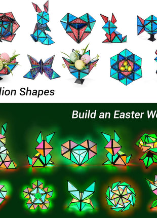 TOSY Magnet Pyramid Stone - 1 Cube Transforms into 1 Billion Shapes, 12 Pieces, 243 Rare Earth Magnets, Holographic Design Magnet Tiles Creative Puzzle STEM/STEAM Toy