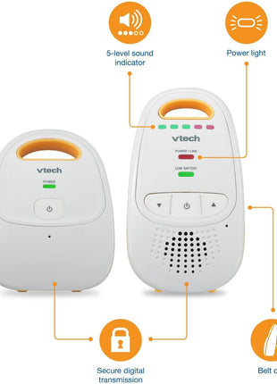 VTech Upgraded Audio Baby Monitor with Rechargeable Battery, Long Range, and Crystal-Clear Sound