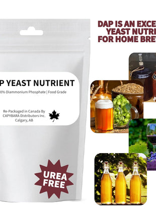 Yeast Nutrient 100% DAP - 8 Oz (226.8 g) - Food Grade Diammonium Phosphate (DAP) - Use in Winemaking Brewing Beer Mead Cider Kombucha Baking Bread Dough Conditioner - Sold by CAPYBARA Distributors Inc