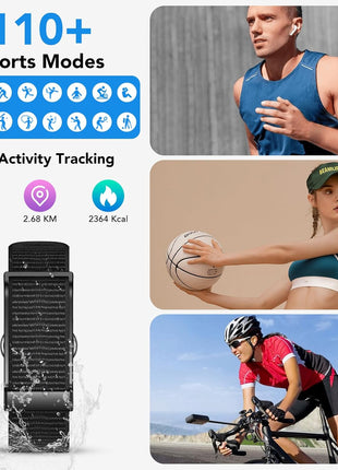 Health Activity Fitness Trackers, 2025 Wearable Smart Bracelet, 120+ Sport Modes Smart Band, All-Day Continuous Heart Rate Blood Pressure Stress HRV Monitor, 24H Sleep Tracker with Free App