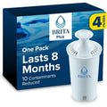 Brita Plus Water Filter, BPA-Free, High-Density Replacement Filter for Pitchers and Dispensers, Reduces 2x Contaminants*, Lasts Two Months or 40 Gallons, Includes 4 Filters
