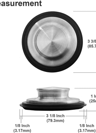 3 3/8 inch (8.57 cm) - Kitchen Sink Stopper Stainless Steel Garbage Disposal Plug Fits Standard Kitchen Drain Size of 3 1/2 inch (3.5") Diameter