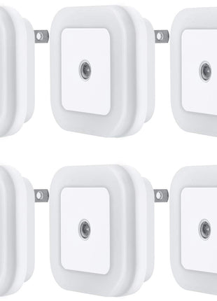 LED Night Light Lamp with Smart Sensor Dusk to Dawn Sensor, Daylight White, 0.5W Plug-in, 6-Pack