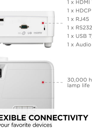 Viewsonic LS510WH-2 3000 Lumens WXGA Laser Projector with Wide Color Gamut and 360-Degree Orientation for Business and Education