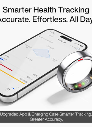 Smart Ring Pro, No App Subscription, Sleep & Activity Tracker with Heart Rate Monitoring, 7 Days Battery Life, IP68 Waterproof Fitness Ring, Compatible with iOS & Android(Matte Silver,9)
