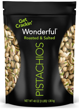 Wonderful Pistachios In Shell, Roasted & Salted Nuts, 48 Ounce Resealable Bag, Protein Snacks, Bulk Snacks, Healthy Snacks for Adults