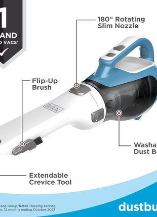 Black+Decker, Dustbuster AdvancedClean Handheld Vacuum Cordless, Compact Home and Car Vacuum with Crevice Tool, Rotating Nozzle and Charging Station