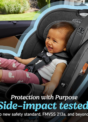 Graco Turn2Me 3-in-1 Rotating Convertible Car Seat, Cambridge, Rear-Facing Rotation Only, Forward-Facing Mode, Highback Booster Up to 100 lbs, Adjustable Headrest & Harness, Steel Reinforced Frame