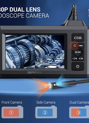 DEPSTECH Inspection Endoscope Camera with Light: Dual Lens 1080P Borescope with 4.3" IPS Screen & 16.5FT Snake Cable, Industrial Waterproof Video Automotive Tools for Sewer, HVAC, Plumbing, Mechanic