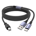MOSWAG 2in1 USB Printer Cable 3.28FT/1M with USB C to MIDI Cable Printer Cable,USB MIDI Cable USB C to USB B MIDI Cable,Cable,Compatible with Music Instrument,Piano,Midi Keyboard,USB Microphone
