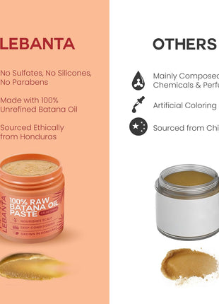 Lebanta Raw Batana Oil for Hair Growth - 100% Pure, Organic 4oz Batana from Honduras for Thick and Strong Natural Hair - Dr. Sebi Unrefined Cold Pressed Cosmetic Scalp Mask for Men & Women (1 Pack)