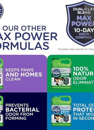 Cat's Pride Max Power: Total Odor Control - Up to 10 Days of Powerful Odor Control - Strong Clumping - Hypoallergenic - 99% Dust Free - Multi-Cat Litter, Unscented, 15 Pounds