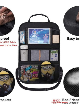 ONE PIX Backseat Car Organizer Mats Back Seat Organizers and Storage Bag with Touch Screen Tablet Holder for Kids Toddlers Car Seats, Travel Accessories, Road Trip Essentials Kids