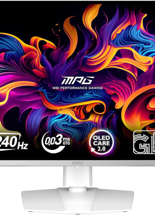 msi MPG 321URXW QD-OLED 31.5 Inch 4K UHD Gaming Monitor - 3840 x 2160 Quantum Dot OLED Panel, 240Hz / 0.03ms, 99% DCI-P3, ΔE≤2, DisplayHDR True Black 400, KVM, RGB - DP 1.4a, HDMI 2.1, USB Type-C 98W