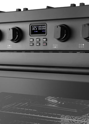 36 in. Lumin Coll 6.1 cu. ft. 6 Burner Gas Range, Convection, Matte Black | Cosmo COS-GRC366KB-BK Sealed Burners, 6 Oven Function, Digital Display with Timer, Cast Iron Grates, LP Convertible