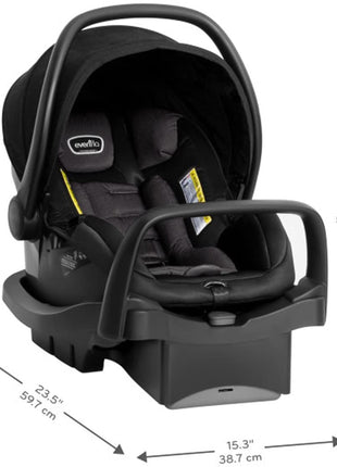 Evenflo Pivot Suite Modular Travel System with LiteMax Infant Car Seat, Dunloe Black