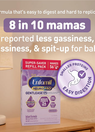 Enfamil NeuroPro Gentlease for Easing Fussiness, Crying, Gas, Spit-up in 24 Hrs, Smaller Proteins for Easy Digestion, Brain Supporting DHA, Prebiotic Blend, HuMO6*, Baby Formula, 35.2 Oz (Pack of 4)