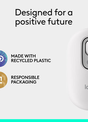 Logitech POP Mouse, Compact and Portable Wireless Bluetooth Mouse with Programmable Buttons and Quiet Clicks, Easy-Switch Between up to 3 Devices, Laptop, Tablet, PC - Off-White