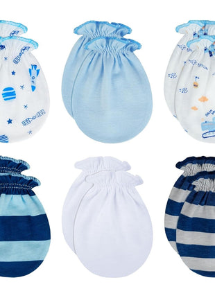RATIVE Newborn Baby Cotton Gloves Sleep Sleeping No Scratch Mitten Mittens Mitts Set for 0-3 0-6 Months Boy Boys Girl Girls (6 Pairs/MB-67)