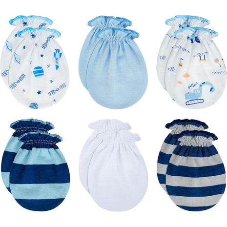 RATIVE Newborn Baby Cotton Gloves Sleep Sleeping No Scratch Mitten Mittens Mitts Set for 0-3 0-6 Months Boy Boys Girl Girls (6 Pairs/MB-67)