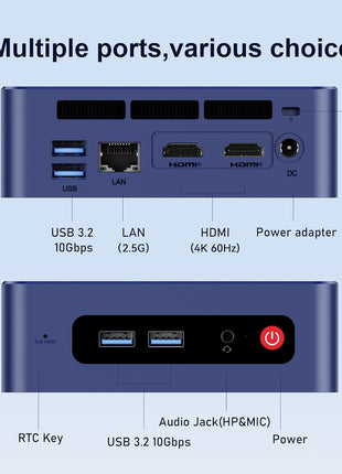 Beelink Mini PC,Mini S12 N95 Intel Alder Lake-N95 (up to 3.4GHz),12GB LPDDR5 512GB SATA3 SSD Mini Desktop Computer, Support 4K@60Hz Dual HDMI Display, 2.5G LAN/USB3.2/Low-Power Home/Office Micro PC