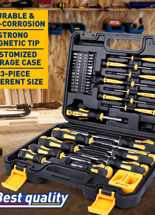 Magnetic Screwdrivers Set with Case, Amartisan 43-piece Includs Slotted, Phillips, Hex, Pozidriv,Torx and Precision Screwdriver Set, Magnetizer Demagnetizer Tools, Tools for Men
