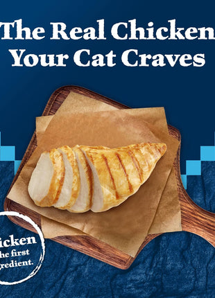 Blue Buffalo Wilderness High-Protein & Grain-Free Wet Cat Food Paté for Adult Cats 7+,Made with Natural Ingredients,Chicken Recipe,3-oz. Cans,(Pack of 48)
