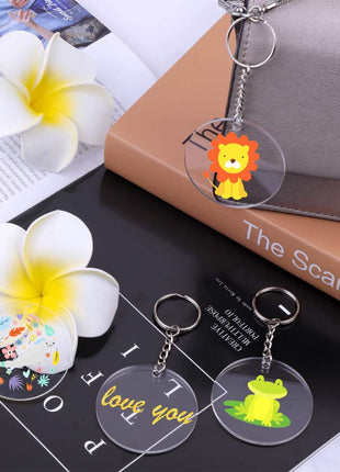 Audab Acrylic Keychain Blanks - 108 Clear Keychain Pieces for Vinyl Kit Including Acrylic Blanks, Rings for DIY Keychains, Crafting & Vinyl Projects