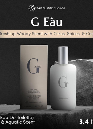 PB ParfumsBelcam G eàu Eau de Toilette Perfume Spray for Men - 3.4 Fl Oz Affordable Long Lasting Cologne, Modern Masculine Scent with Woody Citrus Fragrance Made with Premium Oils for All Day Use