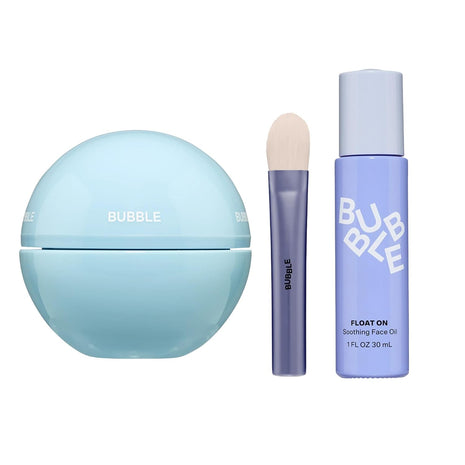 Bubble Skincare Clear & Calm Duo - Come Clean Detoxifying Clay Mask 45 ml, Float On Soothing Face Oil 30 ml, Exfoliating & Barrier-Nourishing Skincare Set