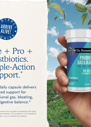Garden of Life Dr Formulated Once Daily 3-in-1 Complete Prebiotics, Postbiotics & Probiotics for Women and Men - PRE + PRO + POSTBIOTIC Supplement for Gas & Bloating - 50 Billion CFU, 30 Day Supply