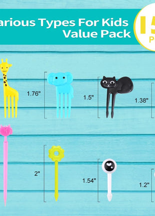 156PCS Animal Food Picks for Kids Bento Box Accessories, FATLODA Fun Kid Food Picks, Cute Fruit Toothpicks for Kids Lunch Accessories, Reusable Lunchbox Pick for Kid Toddler