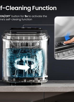 AGLUCKY Ice Makers Countertop with Self-Cleaning, 26lbs/24hrs, 9 Cubes Ready in 6 Mins, Portable Ice Machine with 2 Sizes Bullet Ice/Ice Scoop/Basket for Home/Kitchen/Office/Bar/Party, Red
