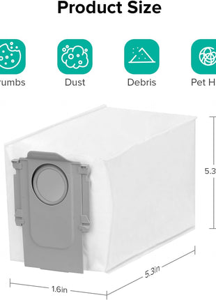 roborock 6 Packs Disposable Dust Bags for QRevo series S8MaxVUltra, S8MaxUltra, QrevoMaxV, QrevoPro, Qrevo Curv Curvx, QrevoCurvS5x,QrevoEdge,Saros10series,Qrevo Slim, QrevoEdgeS5A,QV 35A Robot Vacuum